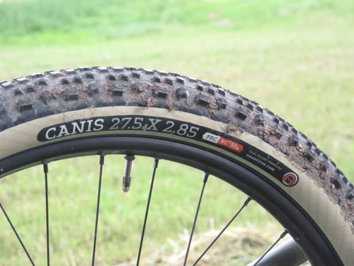   The 2.85 inch wide Onza Canis sits on a WTB rim with a 30 mm rim width.