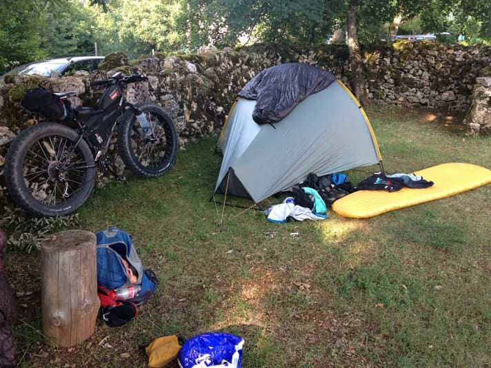   Break at last - my campsite behind Figeac