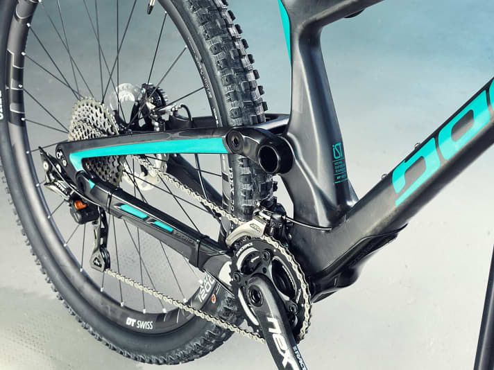   Good to see: The rocker of the rear triangle behind which the shock is hidden inside the frame.