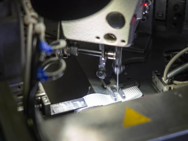   The straps are cut and sewn automatically.