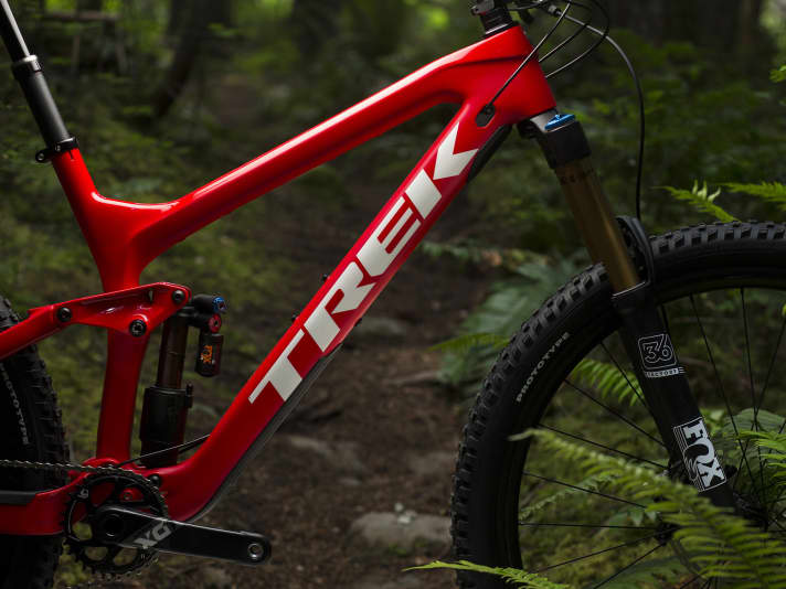   The new Trek line: The straight down tube saves weight and is designed to provide stiffness.