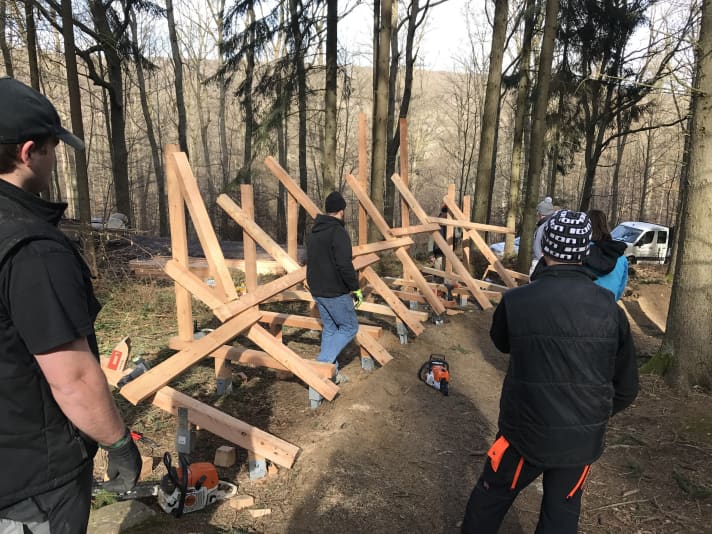   The new construction of the steep curve "The Wall".