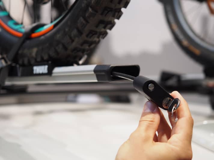   Nice detail: A cable lock is concealed in the rail of the roof rack.