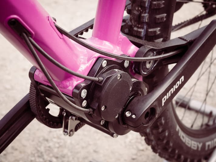   Das Getriebe sitzt mittig im Bike und sorgt für einen guten Schwerpunkt.