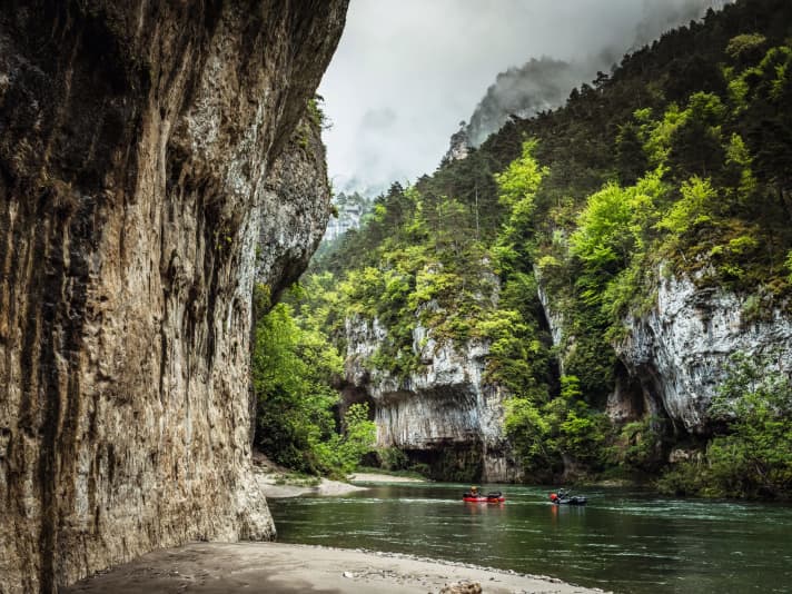 Close to the water: photographer Dan Milner conquers the enduro trails along the Tarn Gorge from an inflatable canoe. Page 104
