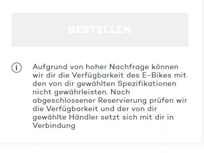 Screenshot der Advanced-Webseite (Stand 24.10.22): Der Kauf eines Offroad Pro Race scheint noch nicht uneingeschränkt möglich zu sein.