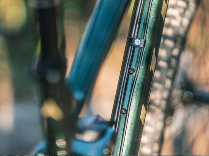 Alle Züge und Leitungen verlaufen außen am Rahmen. Nicht sehr ästhetisch, aber zweckmäßig und einfach zu warten.