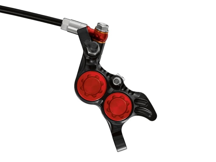The new brake callipers are a one-piece design and should therefore be stiffer, but look almost delicate for a hardcore brake