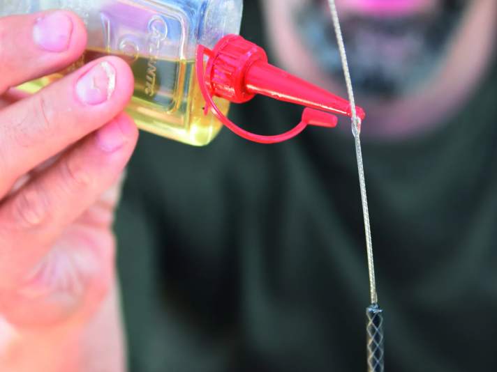 Lubricating with gravity and capillary effect: If thin oil is allowed to flow into the system at the cable, the cables slip again.