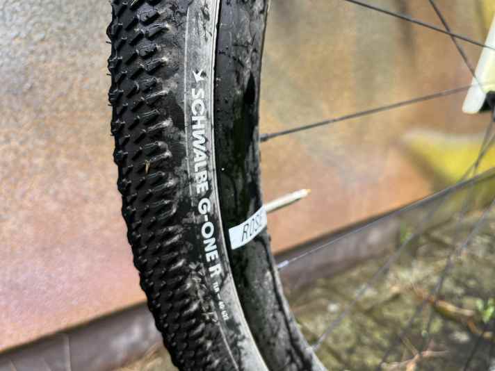 Dans la crémaillère du FF Rival se trouvent de petites dents : le Schwalbe G-One R avec un profil discret pour un roulement rapide.