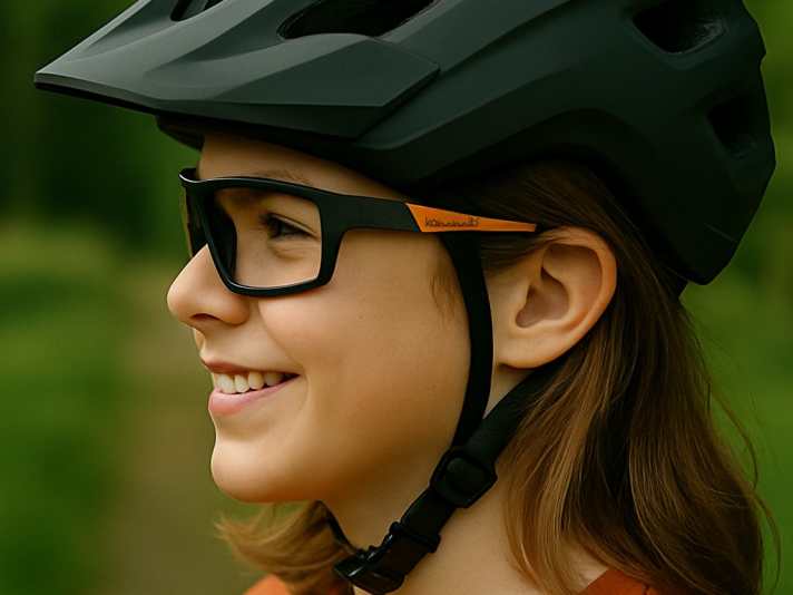 The Kommit cycling glasses in size medium for teenagers.