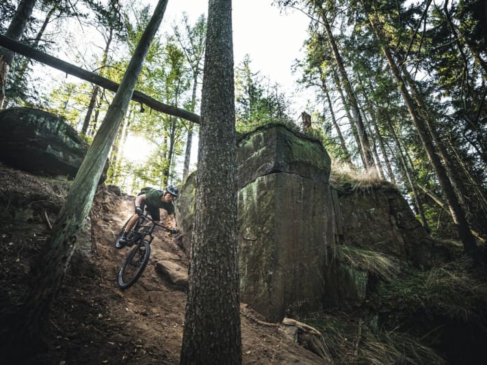 Colossal sandstone formations form the backdrop for the trails in Trutnov.