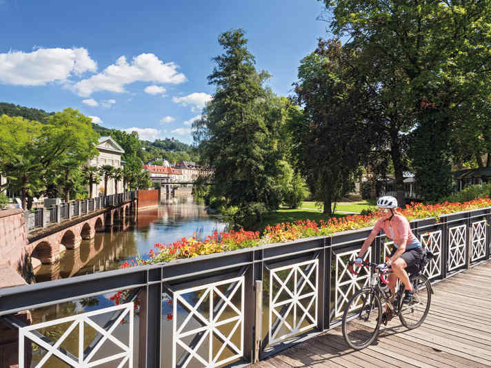 Geranien, Palmen und Prachtbauten die Fahrt durch den Bad Kissinger Luitpoldpark ist ein Augenschmaus.