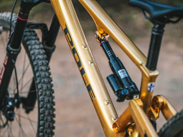 Thanks to the transverse shock and long down tube, the frame offers space for two water bottles.