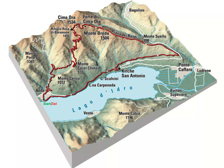 Der Monte-Breda-Supertrail in der Übersichtskarte