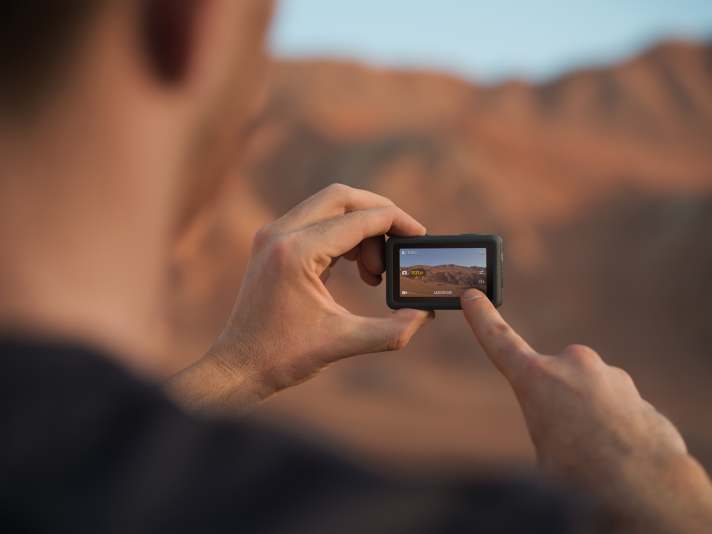 The camera has a D-Log-M preview on the screen for real-time monitoring of colour and exposure.