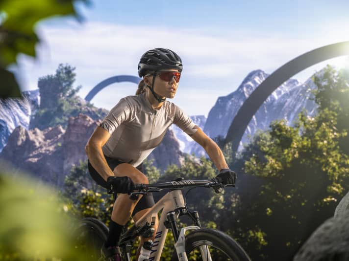 The AI image creation has probably already helped here: Loana Lecomte hyper-real in front of mountains with... Rims?!