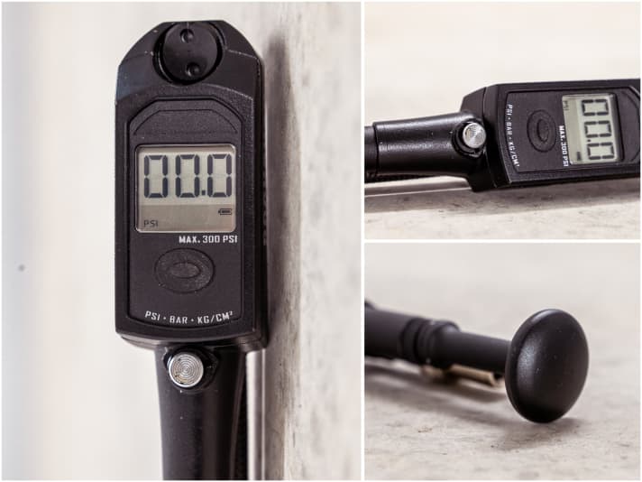 Exaktes und gut ablesbares Digital-Manometer, fein dosierbarer Ablassknopf und ein recht komfortabler Griff - bei der Rockshox gibt’s bis auf den hohen Preis kaum etwas auszusetzen