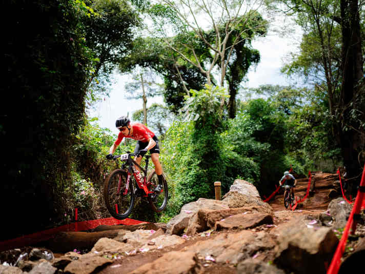 An estate made for winning: Filippo Colombo on his customised Scott Spark RC bike.