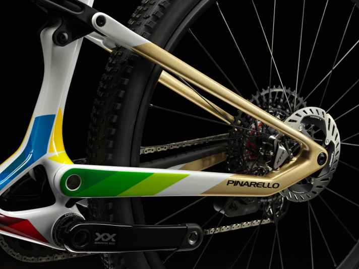 An asymmetrical rear suspension system is designed to make the new Pinarello mountain bikes extra stiff and responsive.