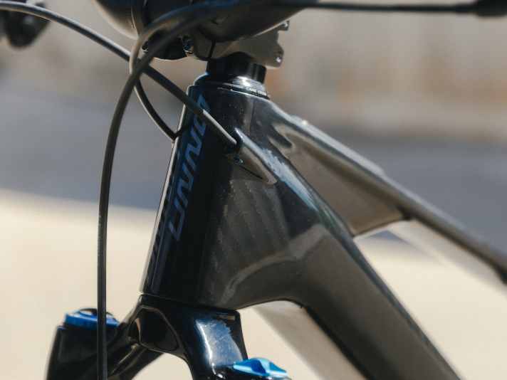 The cables run classically - and therefore service-friendly - inside the carbon frame.