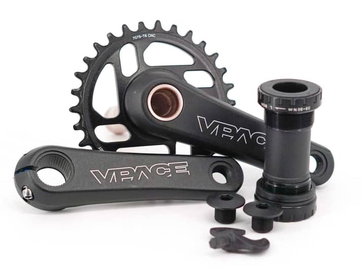 VPACE crank, 30T narrow-wide chainring incl. BSA bottom bracket (97 grams) - compatible with BSA 68 and 73 mm
