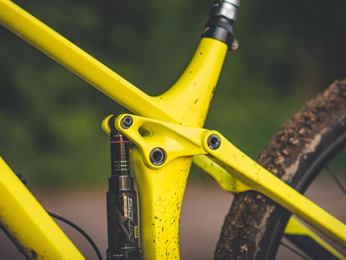 The flip chip at the upper end of the shock mount allows the geometry to be changed minimally.