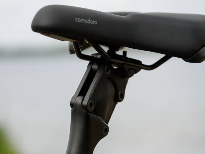 The suspension seatpost is Pegasus' own design.