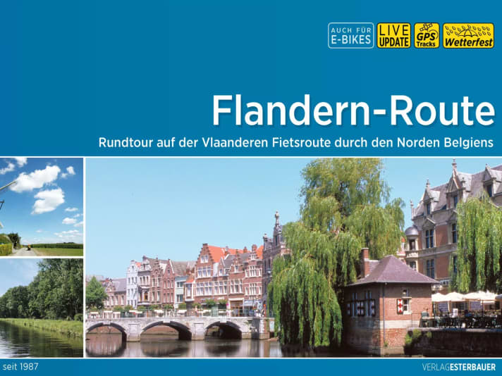 Detail of the cycling book cover of "Flanders Route"
