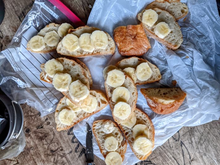 Breakfast on a multi-day cycle tour through the Swabian Alb