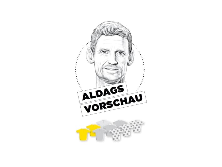 Diese Bedeutung misst Rolf Aldag der 1. Etappe für Gelb, Grün und Bergtrikot zu - je mehr farbige Trikots, desto größer die Bedeutung.