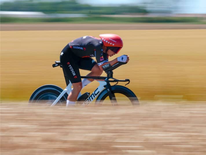 Marius Mayrhofer and his team-mates at Tudor have been riding the BMC Speedmachine in time trials so far.