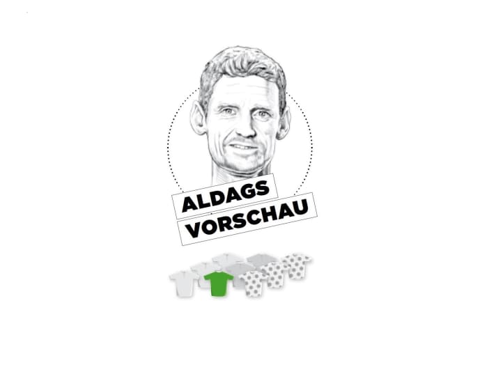Diese Bedeutung misst Rolf Aldag der 8. Etappe für Gelb, Grün und Bergtrikot zu - je mehr farbige Trikots, desto größer die Bedeutung.
