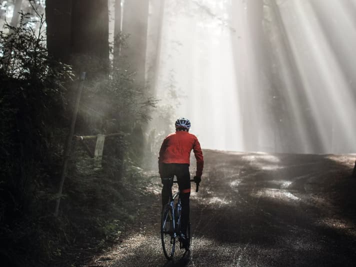 Radfahrer im Wald