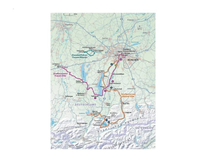 Les épreuves de cyclisme sur route sur la carte