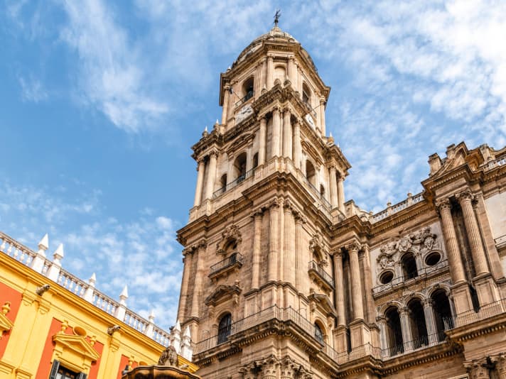 Málaga's old town centre with the Santa Iglesia Catedral Basílica de la Encarnación cathedral