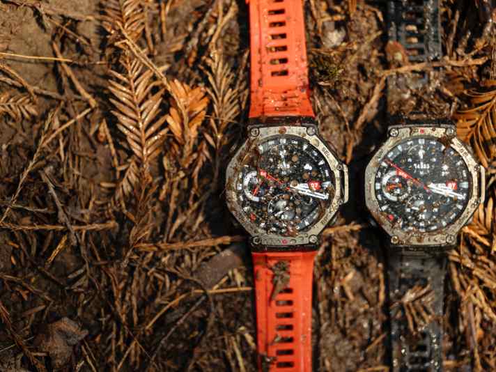 Conçue pour les situations extrêmes : L'Amazfit T-Rex 3 avec cadre en acier inoxydable est résistant aux chocs et étanche.