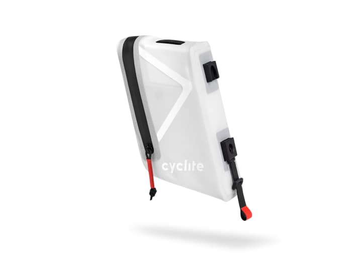 The saddle bag nestles inconspicuously behind the seat post