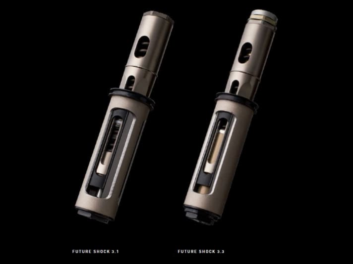 Ein Blick ins Innere des Future-Shock-Systems. Mithilfe von Federn und Unterlegscheiben kann bei der hydraulischen Top-Version 3.3 die Federhärte je nach Terrain eingestellt und ans Fahrergewicht angepasst werden. | Screenshot: Specialized