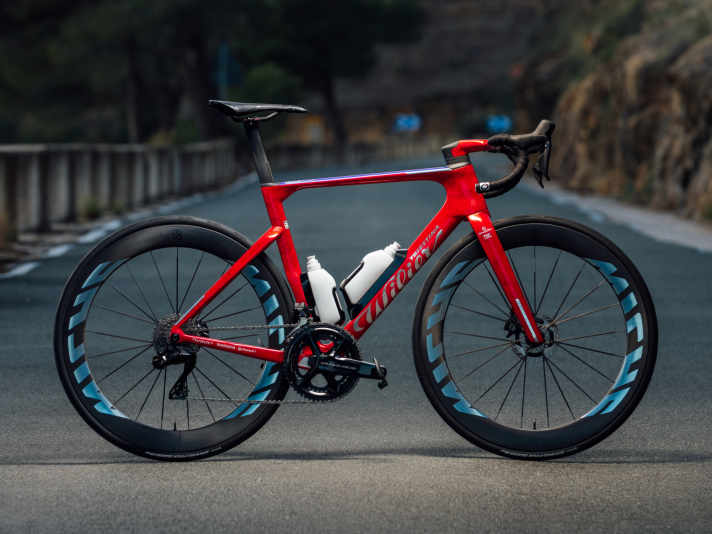 This is what the Groupama team's working bike looks like with the new aero wheels from Miche: the Wilier Filante SLR ID2.