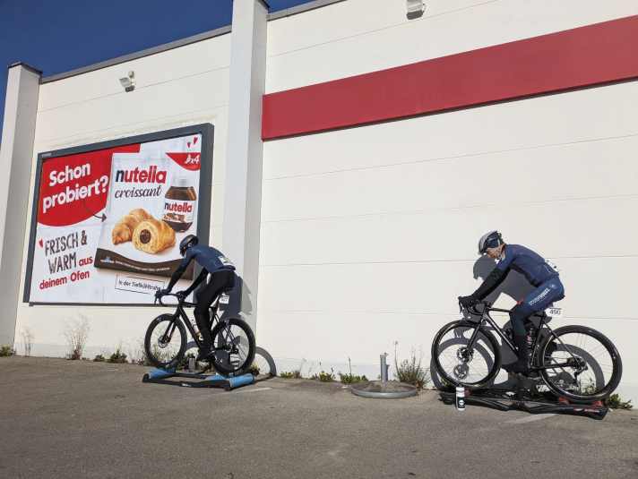 Préparation au départ - Echauffement sur le rouleau avant la compétition