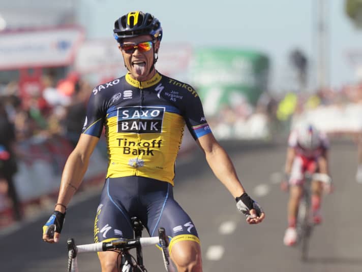 Nicolas Roche wins the 2nd stage of the Vuelta a Espana 2013 on the Alto Do Monte Da Groba.