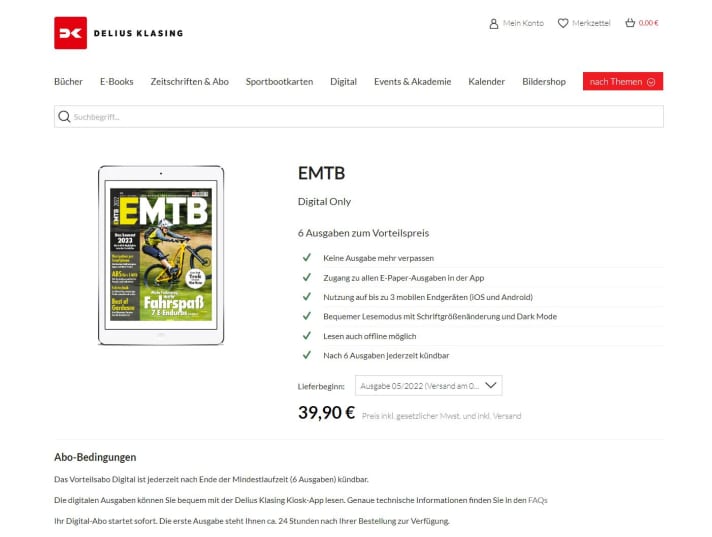 Read 6 issues of EMTB Magazine digitally for one year - for only 39.99 euros!
