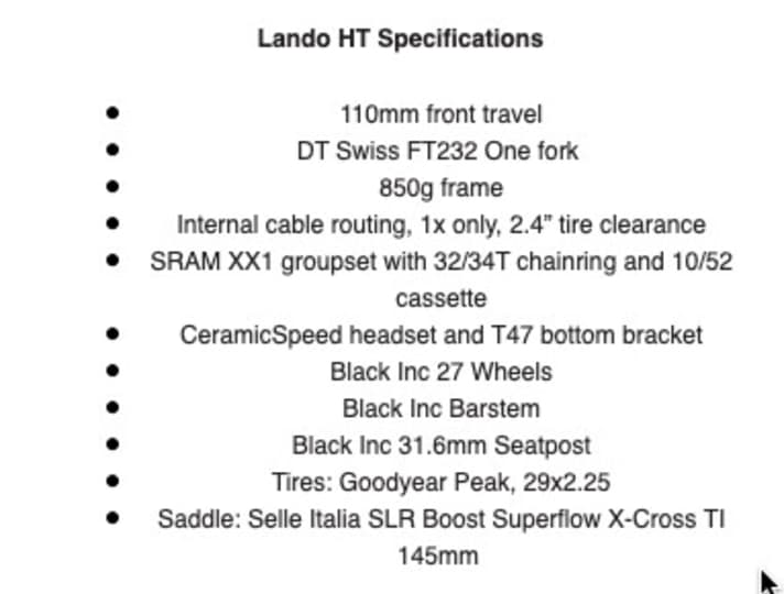   The features of the Factor Lando HT.