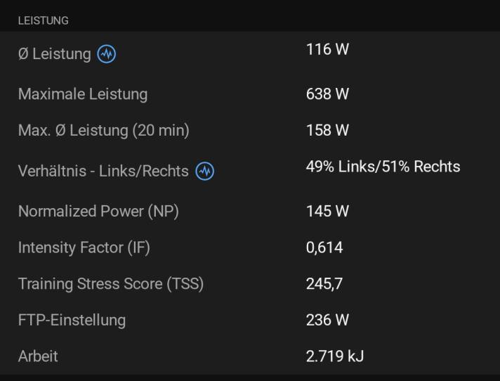 Leistungsdaten in Garmin Connect in Verbindung mit Assioma Pro MX-2 Powermeter-Pedalen