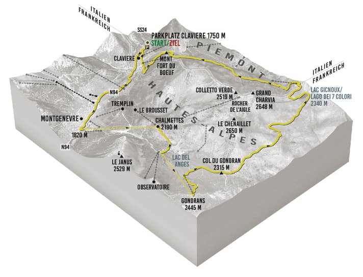 The tour starts with the gondola that leads to the Montgenèvre bike park. However, the built lines only use the circuit as a connecting path to the big trail adventure.