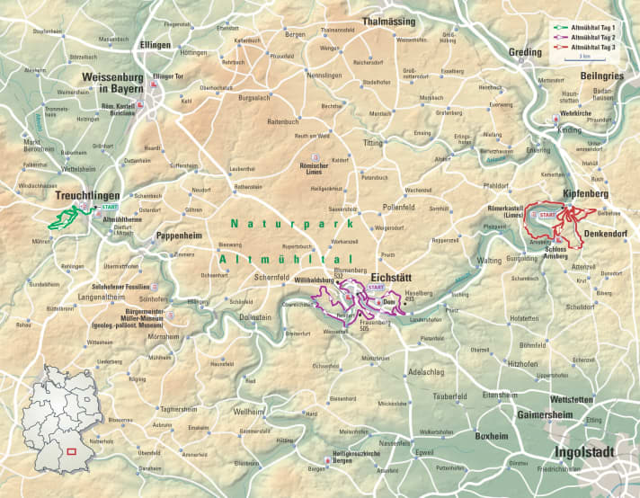 Altmühltal: BIKE area guide with the 3 best tours in Treuchtlingen, Eichstätt & Kipfenberg