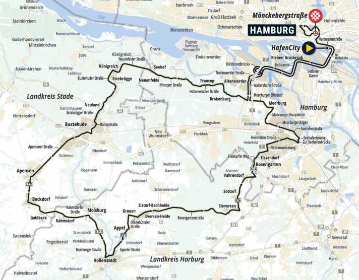 Les Cyclassics 110 sur la carte