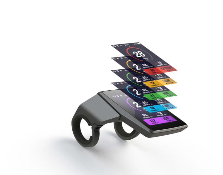   The new display provides the driver with information on the current driving data, system information and training-relevant data in five different coloured menus.