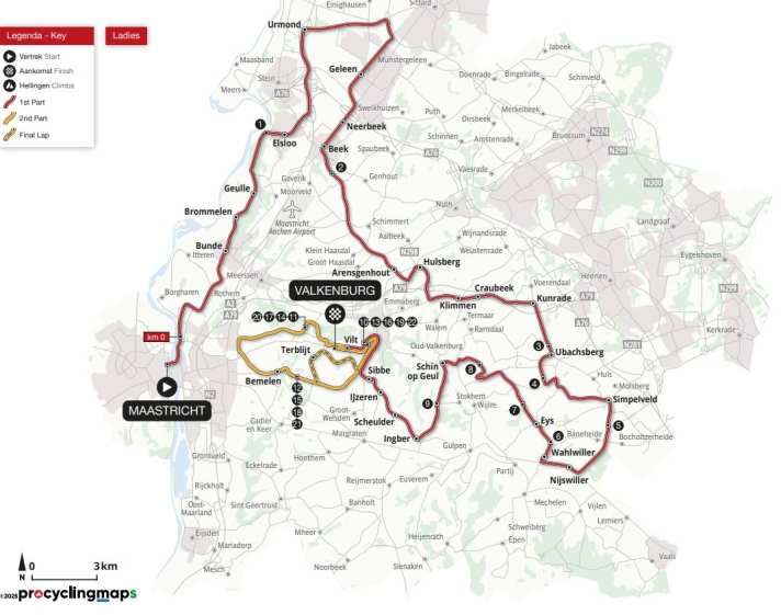 Das Amstel Gold Race der Frauen auf der Karte